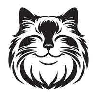 illustrazione di un' bambola di pezza gatto sorridente viso logo concetto design vettore