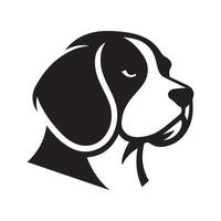 beagle cane - un' poppa beagle cane viso illustrazione nel nero e bianca vettore