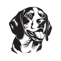 beagle cane logo - un' beagle cane viso illustrazione nel nero e bianca vettore