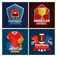 set poster di football americano con decorazioni vettore