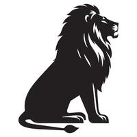 Leone - un' Leone seduta in posizione verticale illustrazione nel nero e bianca vettore