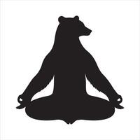 orso silhouette - un' orso nel un' yoga posa silhouette su un' bianca sfondo vettore