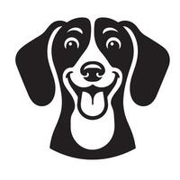 bassotto cane - un' bassotto cane allegro viso illustrazione nel nero e bianca vettore