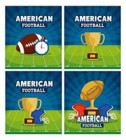 set poster di football americano con decorazioni vettore