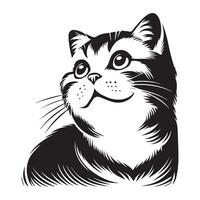 gatto - sognante americano capelli corti gatto viso illustrazione logo concetto design vettore