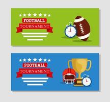 set poster del torneo di football americano con decorazione vettore