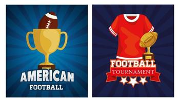 set poster di football americano con decorazioni vettore