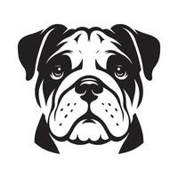 bulldog logo - un' amorevole bulldog viso illustrazione nel nero e bianca vettore