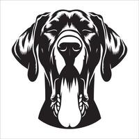 grande dane cane - un' grande dane assonnato viso illustrazione nel nero e bianca vettore