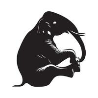 elefante silhouette - un' seduta elefante illustrazione su un' bianca sfondo vettore