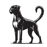 un' nobile pugile cane illustrazione nel nero e bianca vettore