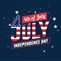 americano indipendenza giorno 4 ° di luglio tipografia sfondo o maglietta design con Stati Uniti d'America bandiera. vettore