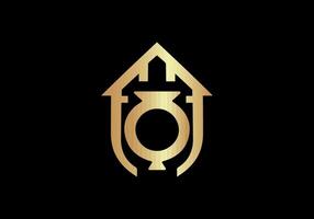 lusso Casa logo modello con oro colore vettore