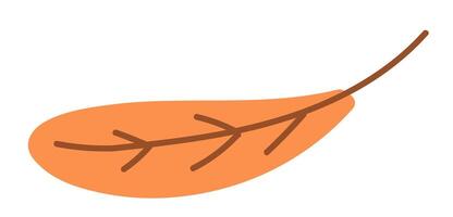 autunno foglia nel piatto design. foresta asciutto arancia fogliame con vene e ramoscello. illustrazione isolato. vettore