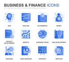 moderno impostato attività commerciale e finanza pendenza piatto icone per sito web e mobile app. contiene come icone come analisi, i soldi, contabilità, strategia, banca. concettuale colore piatto icona. pittogramma pacchetto. vettore