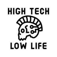 alto Tech Basso vita cyberpunk linea icona illustrazione vettore