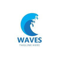 acqua onda logo, spiaggia onde, mare, design vettore