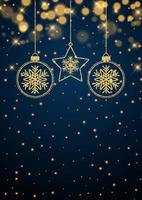 scintillante sfondo natalizio con decorazioni luccicanti vettore