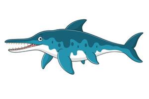 cartone animato ittiosauro su bianca sfondo vettore