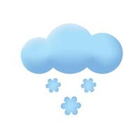 blu nube e fiocchi di neve. nevicata tempo metereologico previsione elemento 3d icona. vettore
