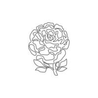 un disegno a tratteggio continuo di una pianta erbacea fresca di bellezza per il logo del giardino. concetto di fiore di peonia decorativo stampabile per tessuti di moda. illustrazione vettoriale di design a linea singola alla moda