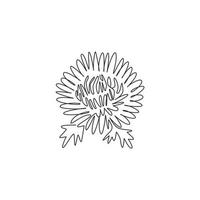 un disegno a linea continua di crisantemo fresco di bellezza per il logo del giardino. concetto di fiore di crisante decorativo stampabile per carta di invito a nozze. illustrazione vettoriale di design moderno a linea singola