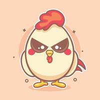grave pollo animale personaggio portafortuna con arrabbiato espressione isolato cartone animato vettore