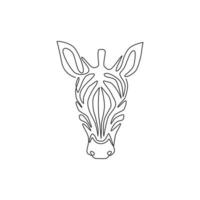 disegno a linea continua dell'elegante identità del logo aziendale della zebra. cavallo con strisce mammifero animale concetto per la mascotte dello zoo safari del parco nazionale. illustrazione grafica moderna di disegno di una linea di disegno vettore