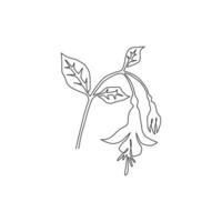 singolo disegno a tratteggio fucsia fresco di bellezza per il logo del giardino. decorativo di arbusti pianta fiorita concetto per la decorazione della casa poster da parete stampa. illustrazione vettoriale di disegno di disegno di linea continua moderna