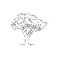 disegno a linea continua singolo bellissimo albero di marula per la stampa di poster artistici da parete per la decorazione domestica. pianta decorativa sclerocarya birrea per il logo del parco nazionale. illustrazione vettoriale di design moderno a una linea di disegno