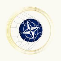 NATO punteggio obiettivo, astratto calcio simbolo con illustrazione di NATO palla nel calcio rete. vettore