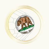 California punteggio obiettivo, astratto calcio simbolo con illustrazione di California palla nel calcio rete. vettore