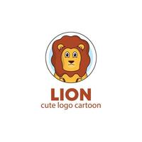 logo animale Leone carino cartone animato illustrazione. animale logo concetto .piatto stile concetto illustrazione carino vettore