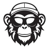 primate brio iconico logo di un' elegante scimmia indossare occhiali da sole vettore