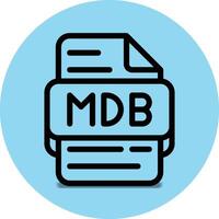 mdb file genere icona. File e documento formato estensione. con un schema stile design e cielo blu sfondo vettore
