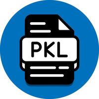 pkl file genere Banca dati icona. documento File e formato estensione simbolo icone. con blu solido stile vettore