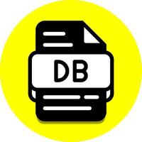 db file genere Banca dati icona. documento File e formato estensione simbolo icone. con un' solido stile e un' luminosa giallo sfondo vettore