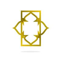 lusso oro linea islamico telaio confine design simbolo modello. Arabo ornamentale motivo elementi per icona, cartello, saluto, distintivo, emblema, idea, superficie, digitale vettore