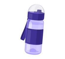 trasparente blu acqua bottiglia con cupola coperchio e presa cinghia. quotidiano idratazione e sport accessorio concetto. vettore