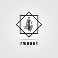 spada Vintage ▾ logo illustrazione elemento, fiamma spada può essere Usato come cartello e simbolo attività commerciale vettore