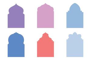 islamico arco design glifo sagome design pittogramma simbolo visivo illustrazione colorato vettore