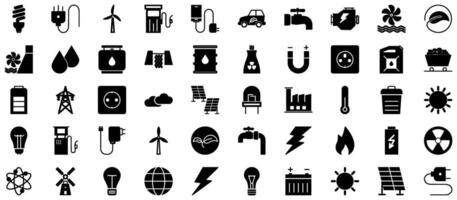 energia glifo icona pittogramma simbolo visivo illustrazione impostato vettore