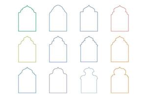 islamico arco design magro linea sagome design pittogramma simbolo visivo illustrazione colorato vettore