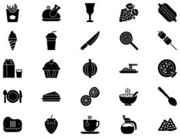 cibo e bevande glifo icona pittogramma simbolo visivo illustrazione impostato vettore