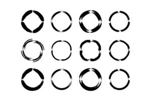 cerchio forma grassetto grunge forma spazzola ictus pittogramma simbolo visivo illustrazione impostato vettore