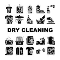 asciutto pulizia lavanderia servizio icone impostato vettore