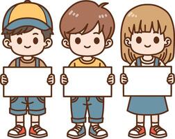 cartone animato bambini Tenere vuoto cartello vettore