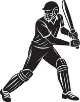 cricket giocatore assunzione un' tiro illustrazione, cricket battitore colpire il palla dettagliato vettore