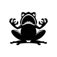 arrabbiato affollato rana icona silhouette logo illustrazione isolato su bianca vettore