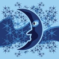 mezzaluna blu luna con sfondo cielo notturno e stelle illustrazione vettoriale